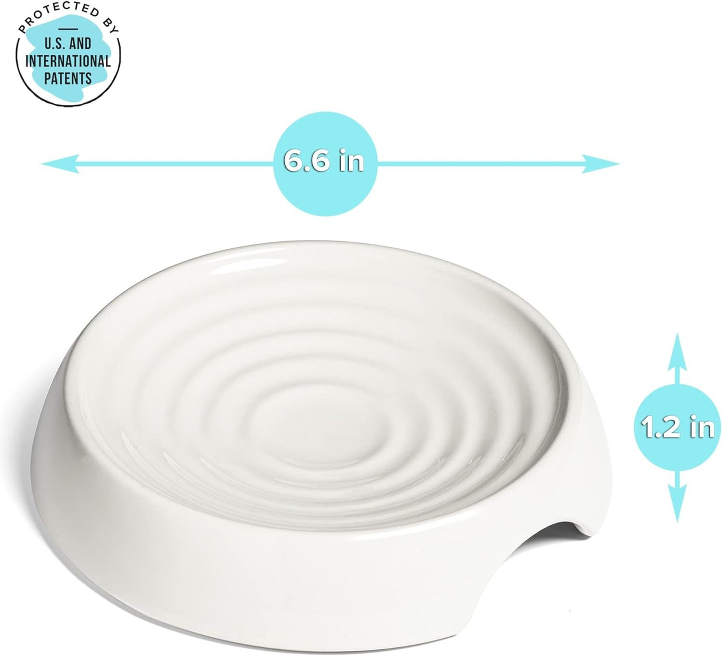 CatGuru Cat Bowls, Whisker Stress Free Cat Food Bowl, Reliefs Whisker Fatigue, Wide Cat Bowl, Non Slip Cat Food Bowls, Shallow Cat Dish, Cat Feeding & Watering Supplies (Ceramic, White)