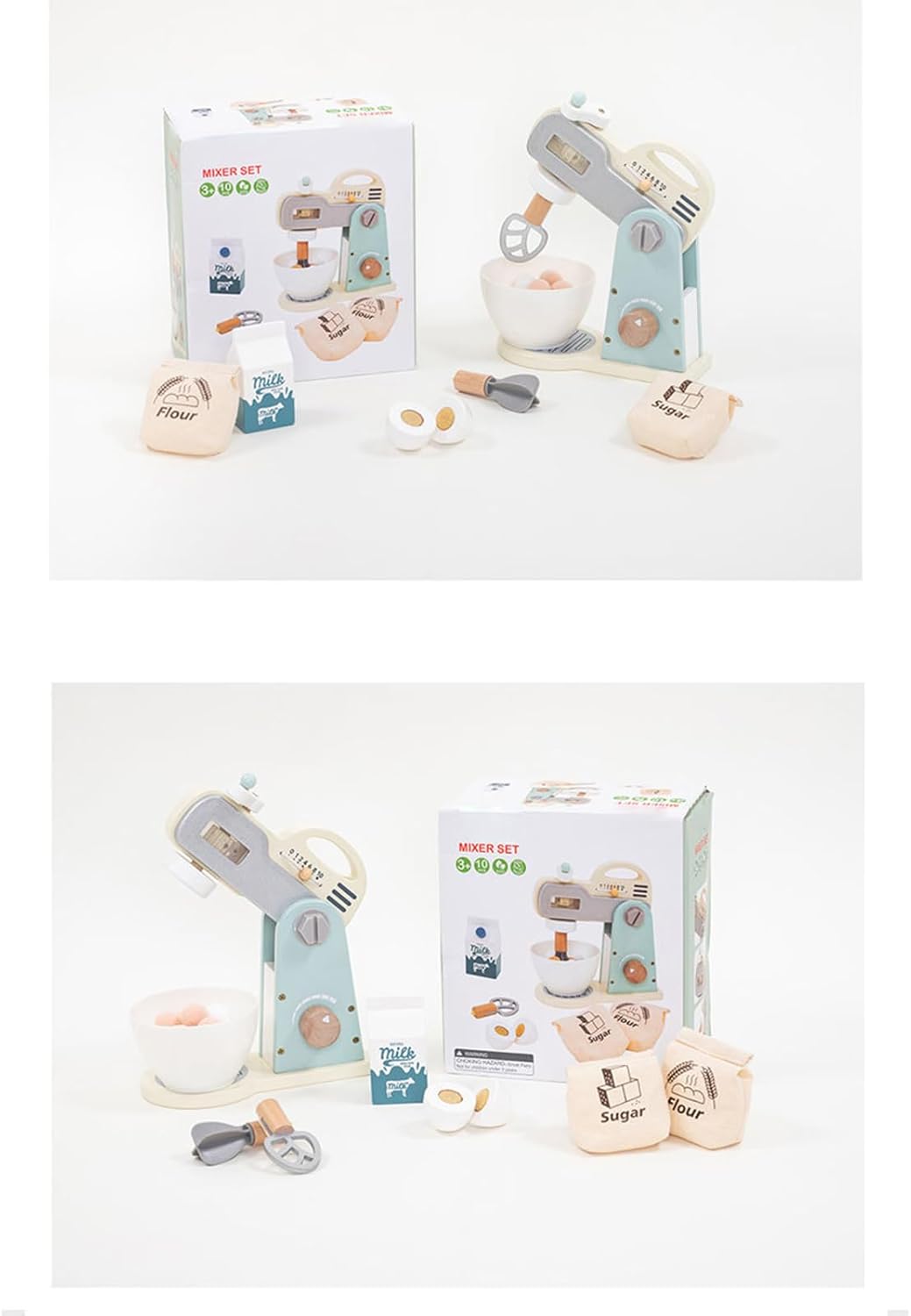 Jvjggag Blender Toy, Food Mixer Accessories, Realistic Action Wooden Kitchen Playset Equipment Pretend Play Toys for Children Girls Boys Baby Kids Aged 3-5