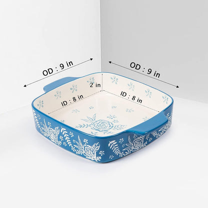 Wisenvoy Baking Dish Ceramic Brownie Pan 9x9 Baking Pan Casserole Dish Lasagna Pan Square Rose Dish Bakeware Sets