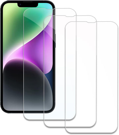 Screen Protector for Apple iPhone 14, Tempered Glass Film, Ultra HD 9H Hardness Case Friendly Anti Scratch Bubble Free Ultra Resistant Oil-Resistant Shatter Protection, 3-Pack