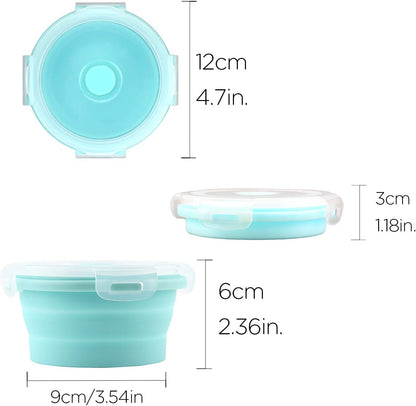 LUTER 2 Pieces Collapsible Dog Bowls Silicone Food Water Travel Bowl with Lids Portable Expandable Pet Feeding Watering Cup Dish for Walking Kennels Camping 350ml (12x12x3cm) (Pink & Blue)