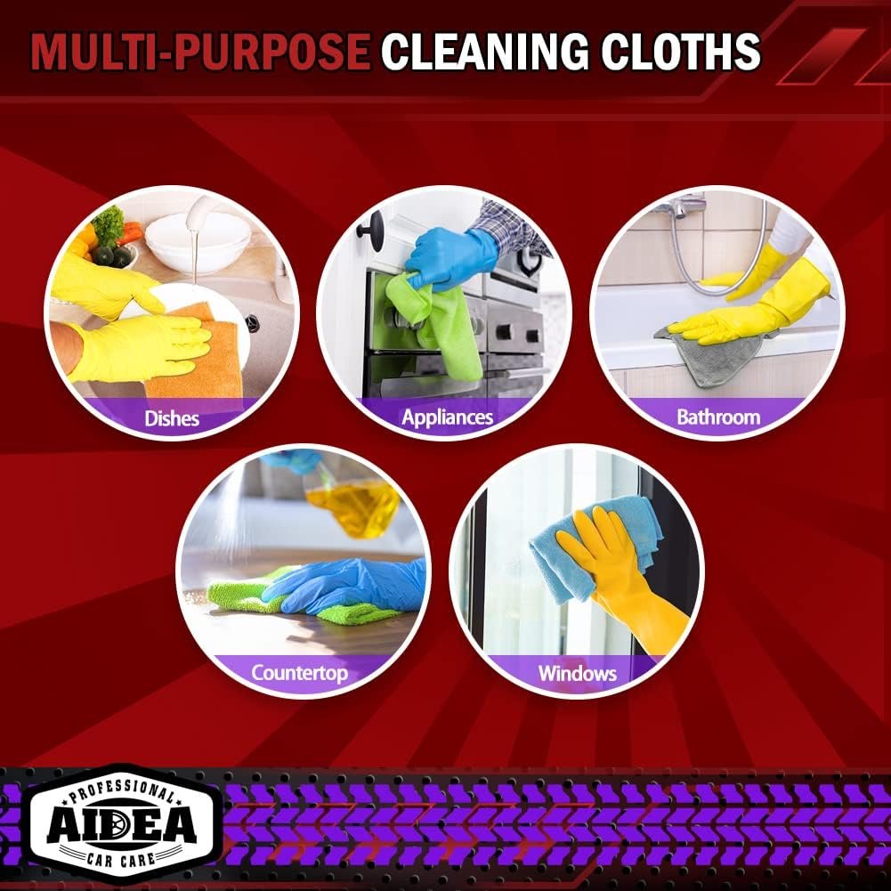 AIDEA Microfiber Cleaning Cloth 24 Pack, Microfiber Towels for Cars, Soft & Absorbent Cleaning Rags, Premium Lint Free Shop Towels for House, Kitchen, Car, 12inx16in