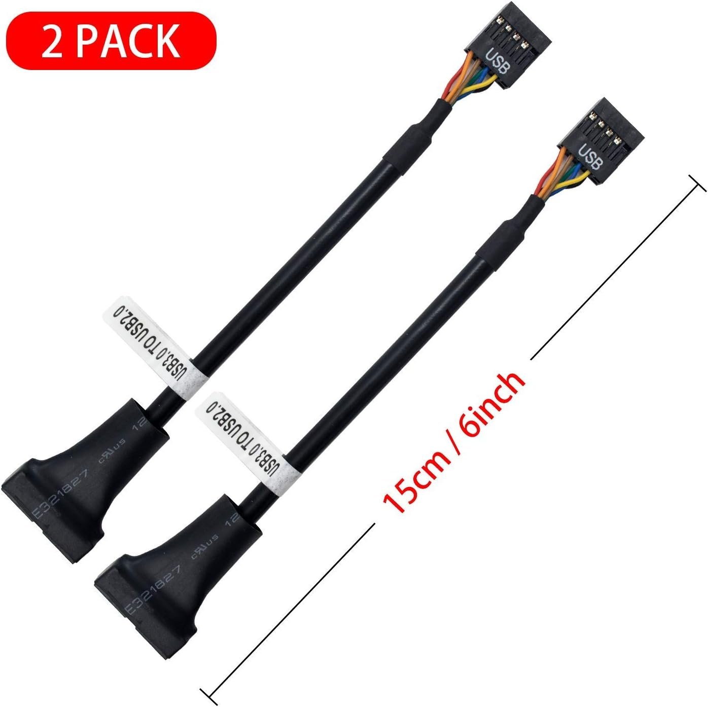 Duttek USB 3.0 Header to USB 2.0,USB 3.0 to USB 2.0 Motherboard Adapter Cable,19 Pin USB3.0 Male to 9 Pin USB2.0 Female Motherboard Cable Adapter Converter 6 inch/15cm (2-Pack)