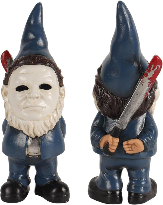 SPINNDO Blue Halloween Horror Movie Gnome Statue Resin - 5" Tall - Perfect for Home Decor