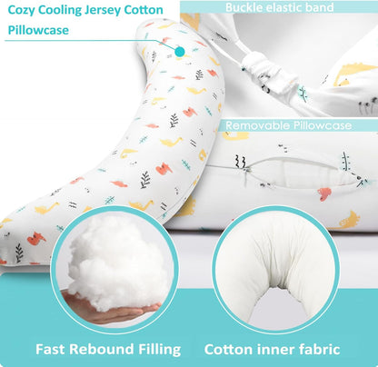 BYRIVER C Shaped Maternity Pillow for Sleeping Pregnant Women Body Pillow, Leg Knee Belly Support Sleep Pillow, Nursing Posture Breast Feeding Pillow, for New Mom (Dinasour)