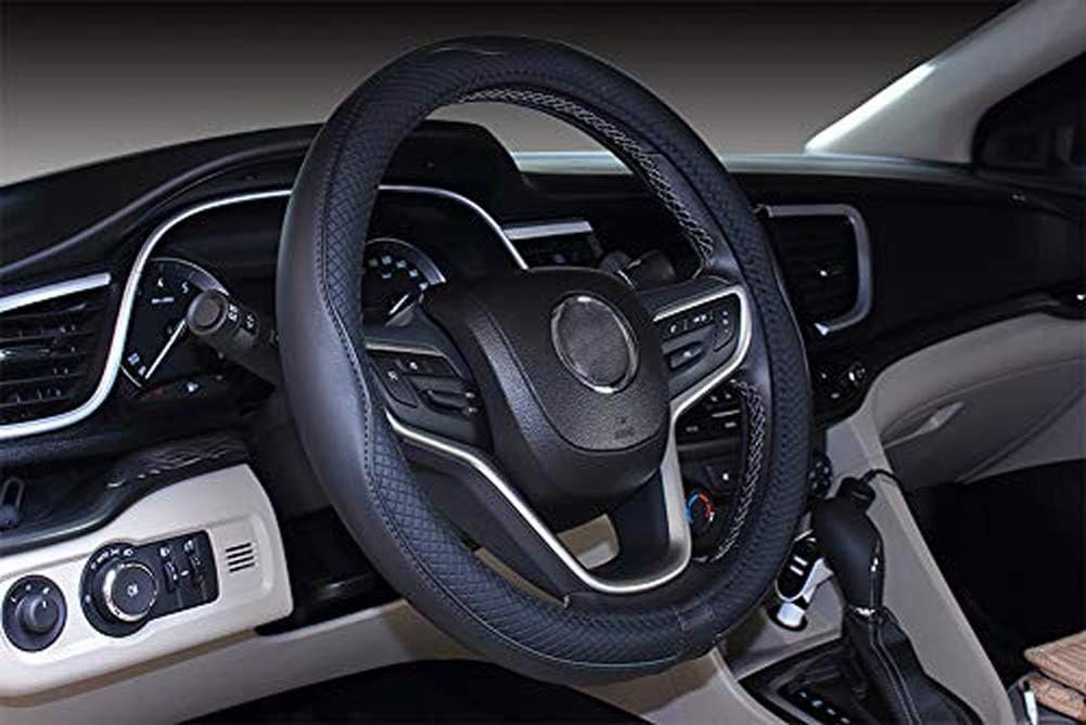 2019 New Microfiber Leather Car Steering Wheel Cover for Women (Black, 14.5-15''(for Most Cars))