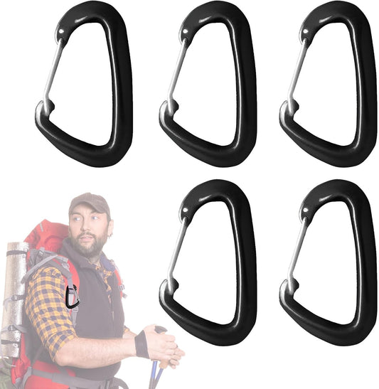Carabiner Clip, D Shaped Spring Hook, Small Carabiners, Camping Accessories Buckle, Multipurpose Outdoor Gear for Hiking, Climbing, Backpacking, and Adventure Activities, Aluminum