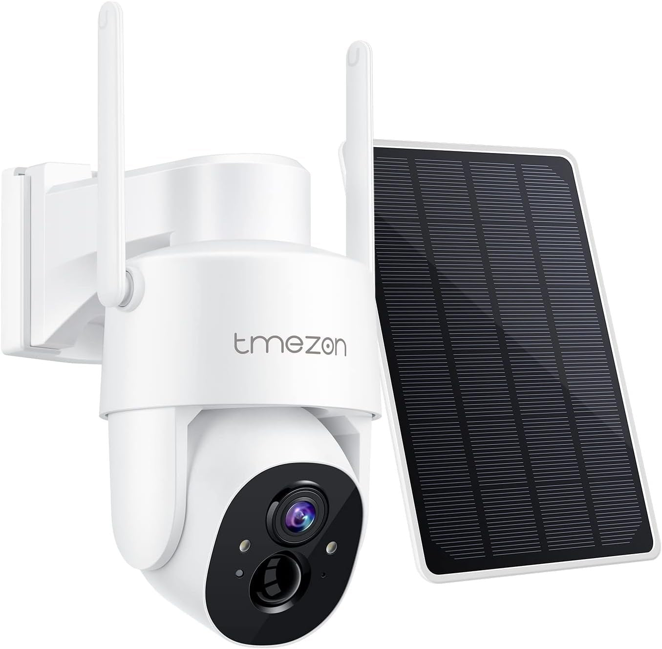 Solar Powered Security Camera TMEZON Outdoor Wireless 360Â° PTZ Camera for Home Surveillance with 3MP Night Vision Pan Tilt Solar Powered, Motion Detection Record 2.4Ghz WiFi vicohome app