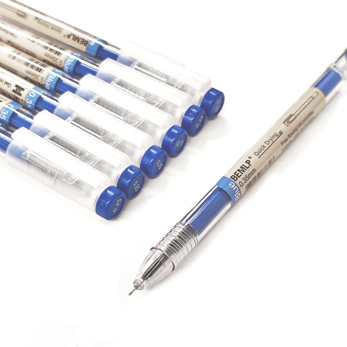 Gel Ink Pen Extra fine point 0.35mm Blue Liquid Rollerball Pens Quick Drying Gel Pens School Office student Exam Writing Stationery Supply 12 Pcs/Set (Blue)