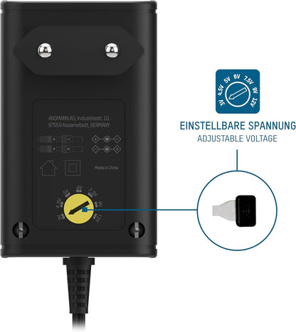 ANSMANN Universal Power Supply 7 Pin APS 300 3-12V - Charger for Electronic Devices Interchangeable Connectors 300mA Adjustable Voltage