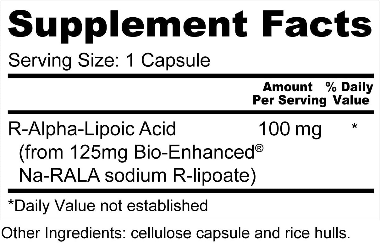 Wellness Resources R Alpha Lipoic Acid RALA Supplement - 90 Capsules - Stabilized R-Lipoic Acid with Bio-Enhanced Na-RALA for Maximum Bioavailability - R-Ala Non-GMO and Gluten Free