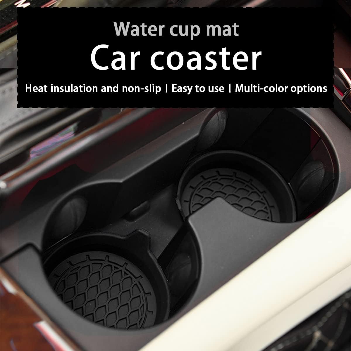 XINLIYA 4 Pack Cup Holder Coaster, 3.1" Silicone Insulation Drink Mat, Waterproof Non-Slip Sift-Proof Spill Holder, Universal Vehicle Interior Accessories Compatible with Most Cars and Trucks (Black)