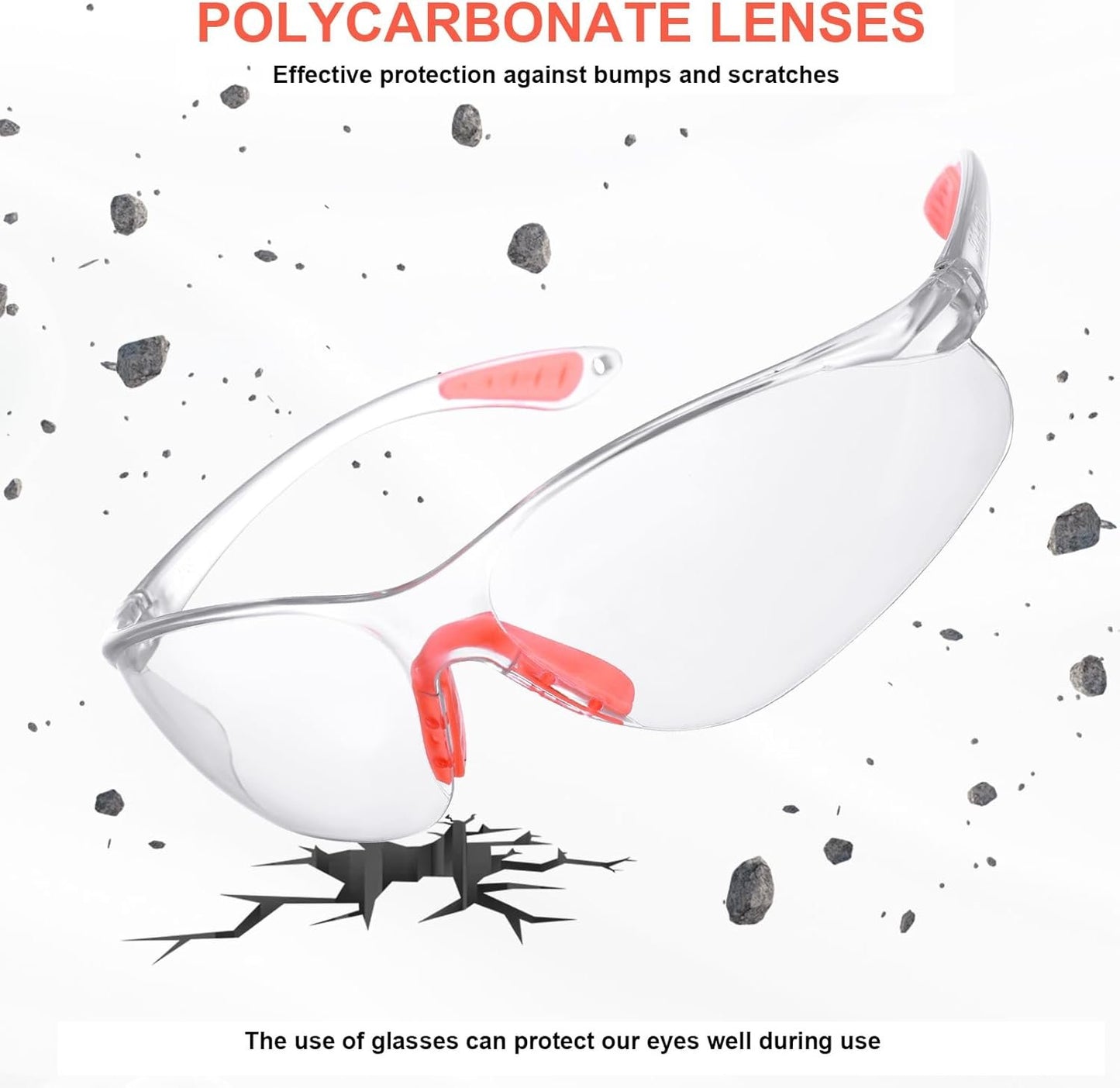 Clear Safety Glasses Eye Protection, Safety Glasses for Men & Women, Clear Eye Protection Glasses Protective Glasses, Eye Protection Goggles with Nose and Ear Grips for Work(12Pcs)