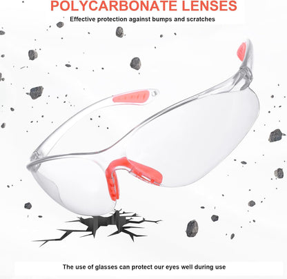 Clear Safety Glasses Eye Protection, Safety Glasses for Men & Women, Clear Eye Protection Glasses Protective Glasses, Eye Protection Goggles with Nose and Ear Grips for Work(12Pcs)