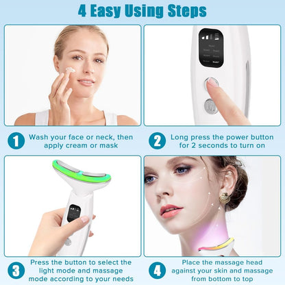 Yakiter Face Neck Massager, 7 in 1 Portable Neck Facial Beauty Device, Facial Neck Massager with 7 Modes for Skin Routine Care