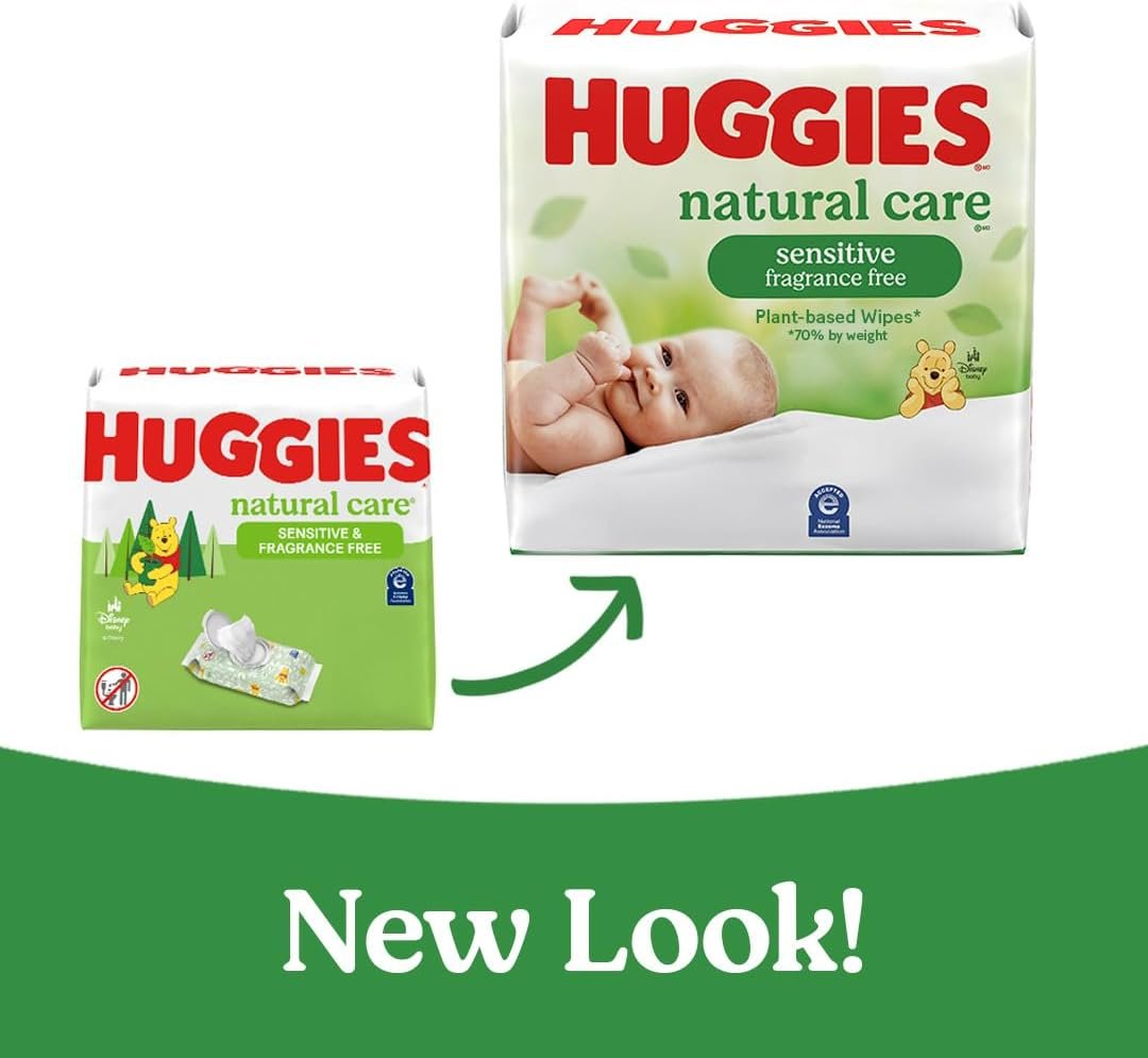 Huggies Natural Care Sensitive Baby Wipes, Unscented, Hypoallergenic, 99% Purified Water, 15 Flip-Top Packs (960 Wipes Total)