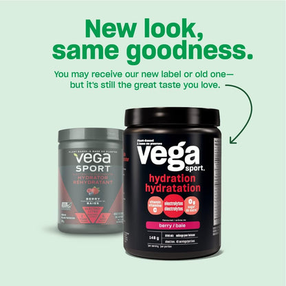 Vega Sport Hydration Electrolyte Powder Berry (40 Servings) Vegan Hydrator, Keto Friendly, Gluten Free, Non Dairy, Sugar Free, Non GMO, 148g (Packaging May Vary)