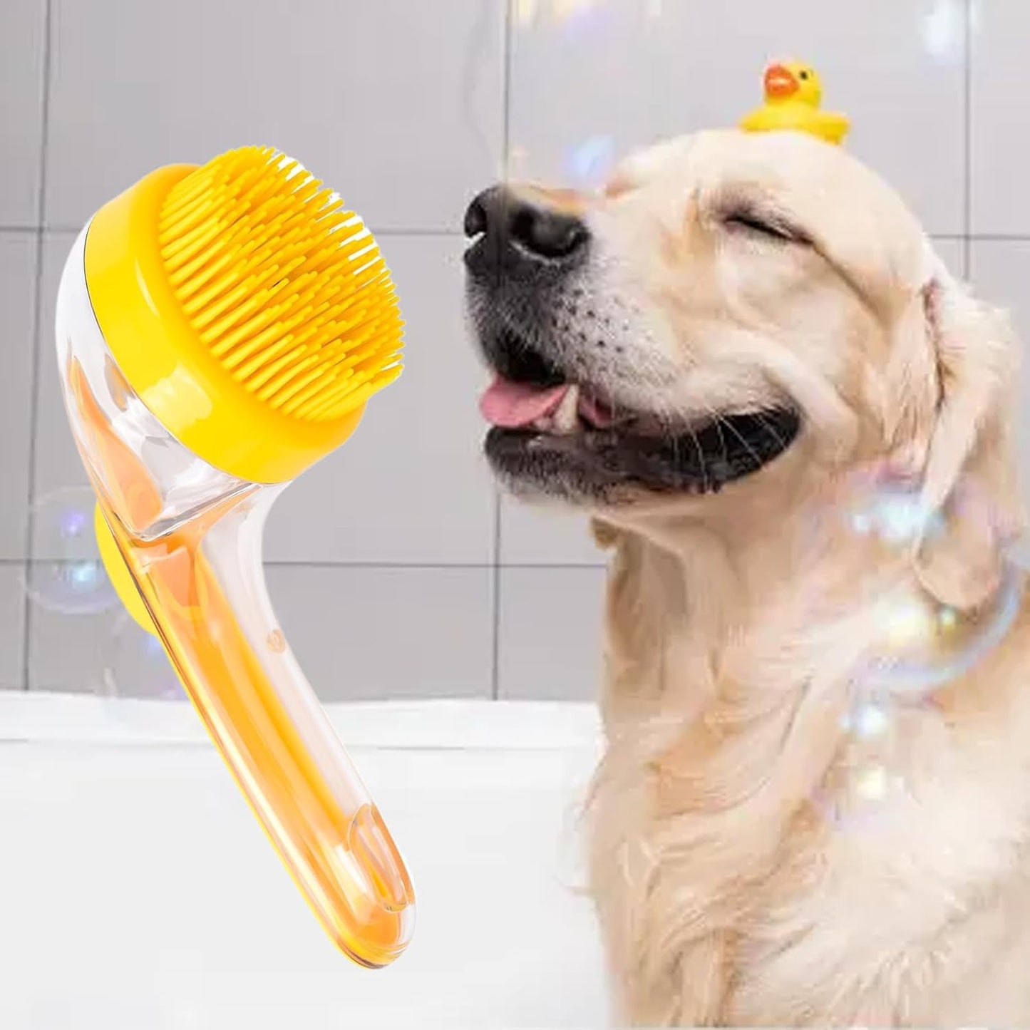Dog Bath Brush, Dogs Washing Brushing, Pets Cleaning Tool, Non Slip Ergonomic Design, Soft Bristles, 7.87x5.91x1.18 Inches, for Indoor Outdoor Pet Bath, Shower, Home Grooming