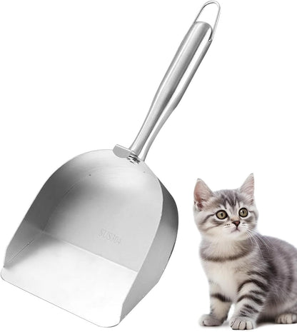 Wrohto Cat Litter Scoop, Stainless Steel Cat Scooper for Litter Box, Sturdy Hollow Sand Sifter, Ergonomic Non-Slip Handle, Easy Waste Removal, Essential Pet Cleaning Tool for Kittens And Cats