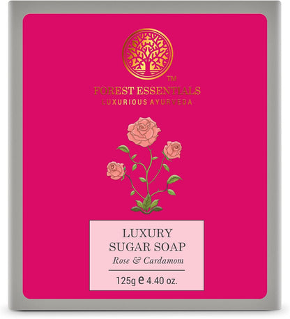 Forest Essentials Rose and Cardamom Luxury Sugar Soap, 125g