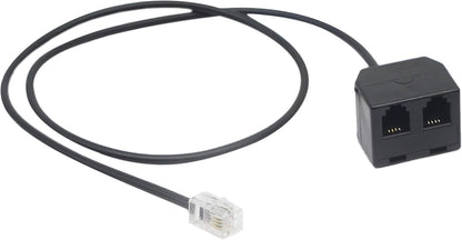 SinLoon Telephone RJ9 4P4C Splitter Adapter Cable RJ9 Headset Extension Cord Adapter 1 Male to 2 Double Female Connector for Hot Desking Office Phones Handset Splitter (2 RJ9 FM)