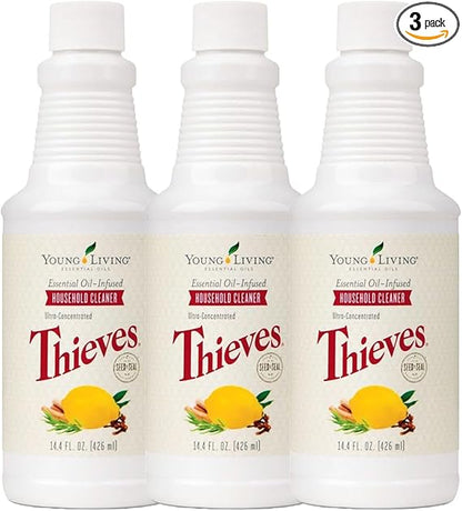 Young Living Thieves Household Cleaner of 14.4 fl.oz. Bottles - Essential Oil-Infused Ultra-Concentrated Formula for Natural Home Care, Non-Toxic Cleaning Bliss - 3 Pack