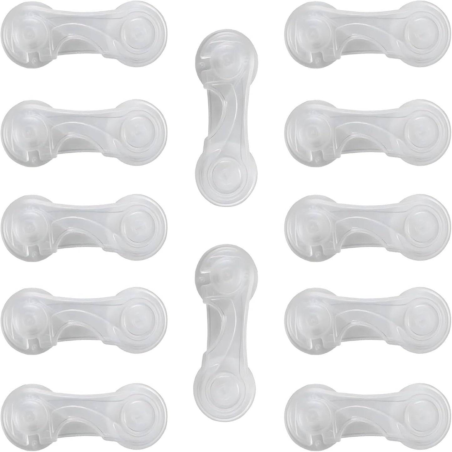 Baby Locks (12-Pack Transparent) Child Safety Cabinet Locks, Multi-Purpose Baby Child Proof Cabinet Kitchen System, Cabinet Drawer Door Latches, Safe Quick Easy - No Tools or Drilling, Strong Adhesive