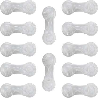 Baby Locks (12-Pack Transparent) Child Safety Cabinet Locks, Multi-Purpose Baby Child Proof Cabinet Kitchen System, Cabinet Drawer Door Latches, Safe Quick Easy - No Tools or Drilling, Strong Adhesive