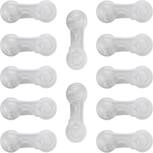 Baby Locks (12-Pack Transparent) Child Safety Cabinet Locks, Multi-Purpose Baby Child Proof Cabinet Kitchen System, Cabinet Drawer Door Latches, Safe Quick Easy - No Tools or Drilling, Strong Adhesive