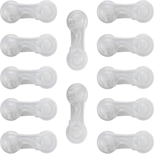 Baby Locks (12-Pack Transparent) Child Safety Cabinet Locks, Multi-Purpose Baby Child Proof Cabinet Kitchen System, Cabinet Drawer Door Latches, Safe Quick Easy - No Tools or Drilling, Strong Adhesive