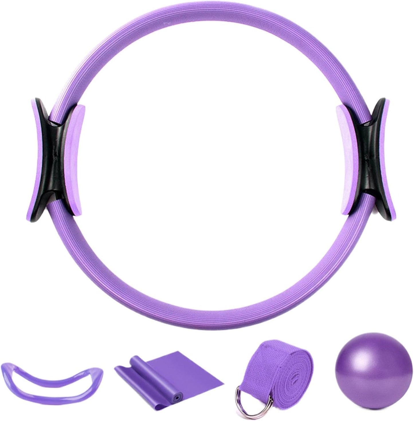Pilates Ring and Ball Set - Pilates Ring Yoga Ball Resistance Bands,5X Workout Equipment, Home Gym Accessories, Stretching Belt Yoga Bands for Women