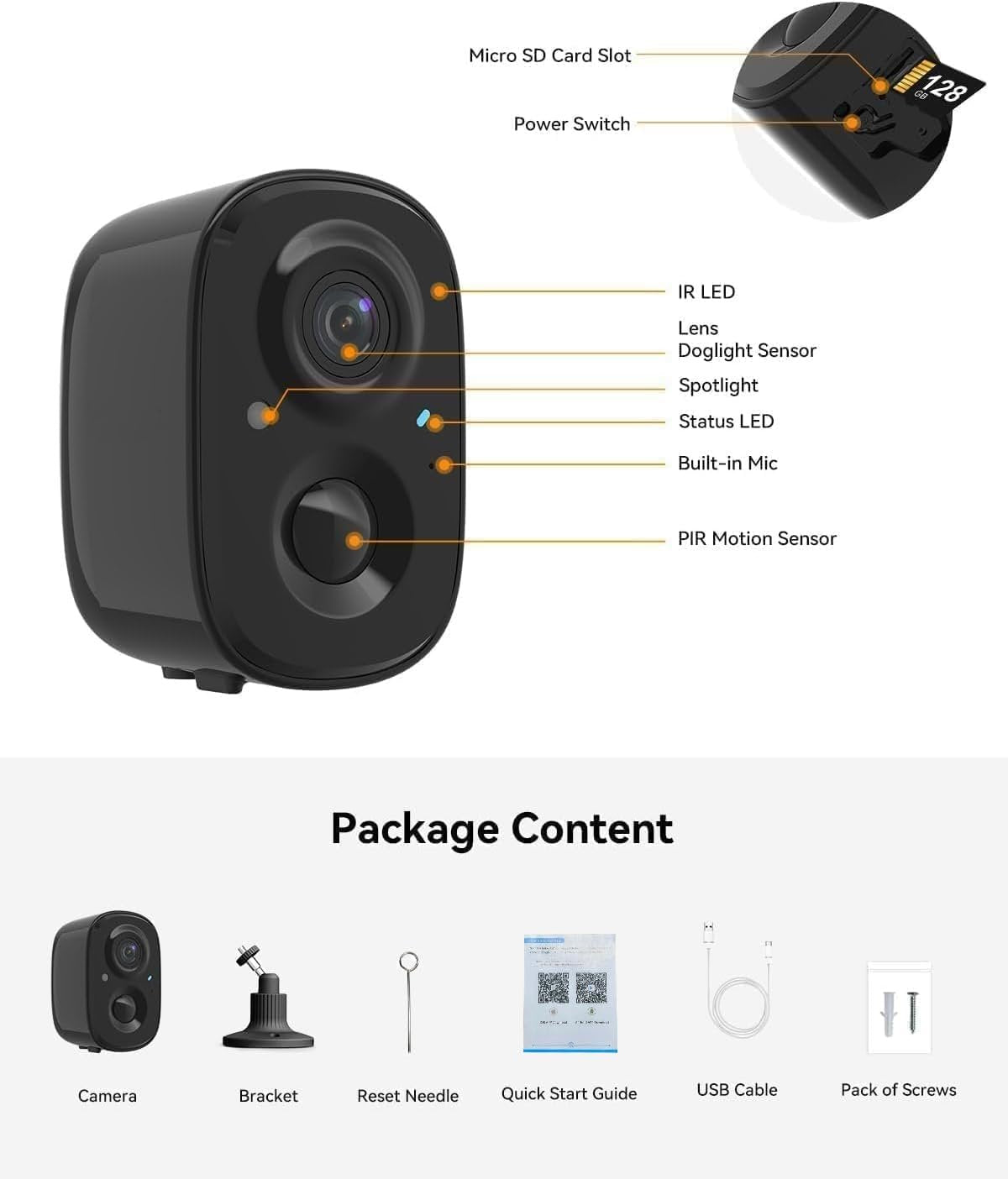Security Camera -1080P Indoor & Outdoor Security Wireless Camera,Battery Powered WiFi Surveillance Camera for Home Security System with Alarm & Spotlight,Motion Detection,Color Night Vision,2-Way Talk