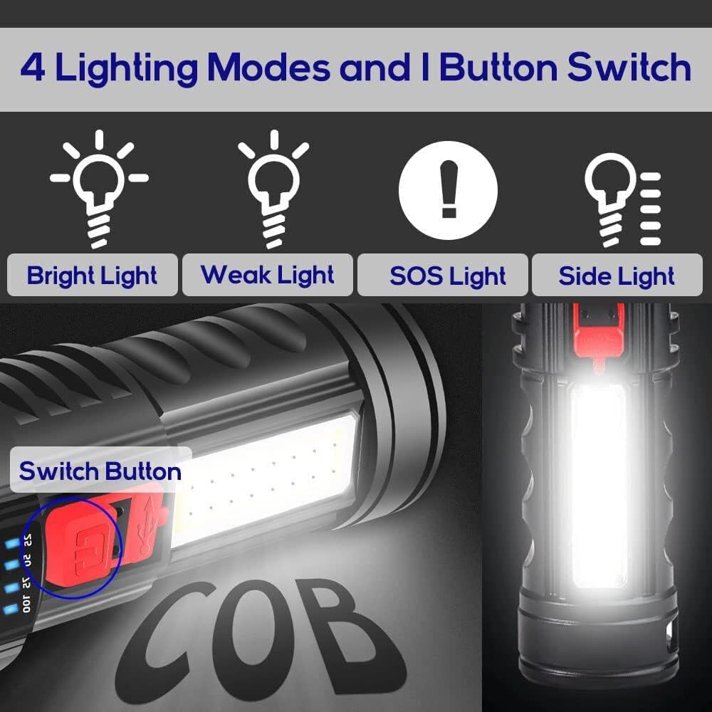 Super Bright 1000000lm Torch 6 Led Flashlight USB Rechargeable Tactical Light (1PCS)