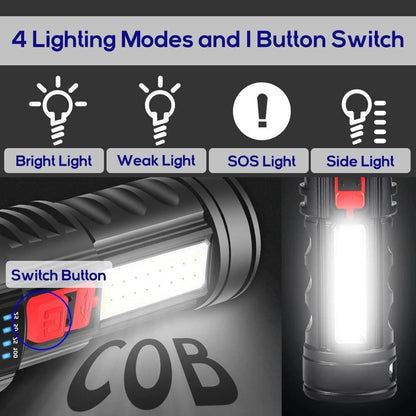 Super Bright 1000000lm Torch 6 Led Flashlight USB Rechargeable Tactical Light (1PCS)