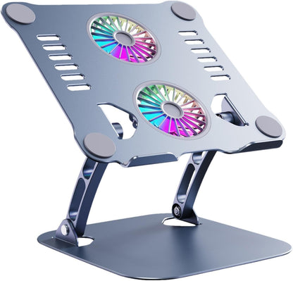 Zqkimzi Laptop Stand Fan, Adjustable Metal Cooling Pad, Ergonomic Laptop Cooling Stand, Foldable Laptop Cooling Pad, Adjustable Height Laptop Cooler, Fan Cooling Pad, Laptop Tablet Cooling Stand