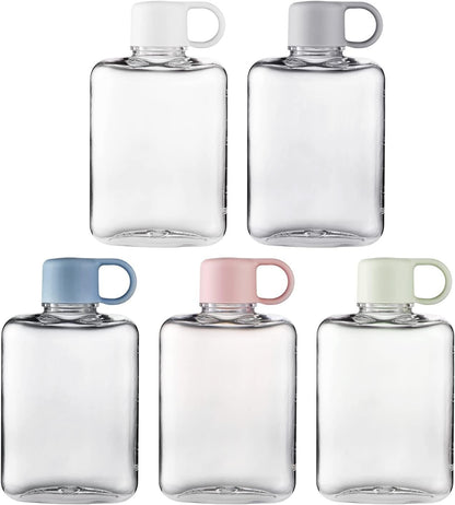 Flat Water Bottle Leakproof Water Cups Clear Drinking Cup Girls Water Bottle 360ml for Fitness