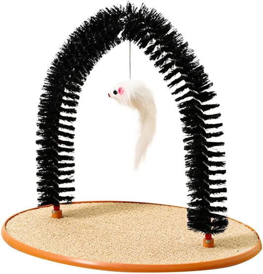 AIMALL Cat Grooming Arch, Pet Scrub and Tickle Device with Brush, Arch-Type Cat Scrubbing Tool, Multi-Functional Pet Care Accessory, 14.17x11.22 Inches