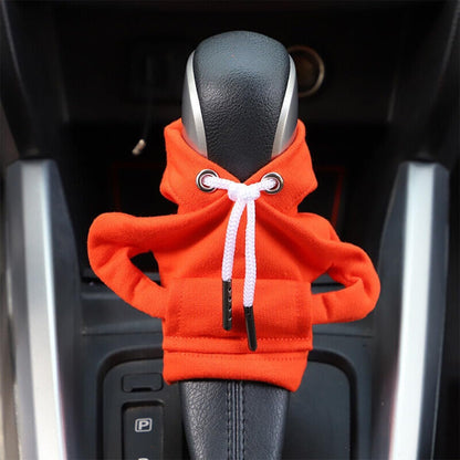 XINLIYA Car Gear Shift Cover, Fashionable Hoodie Automotive Gear Shift Knob Protector, Mini Winter Warm Sweater Shirt Gear Shift Knob Cover, Universal Christmas Vehicle Decor Accessories（Orange）