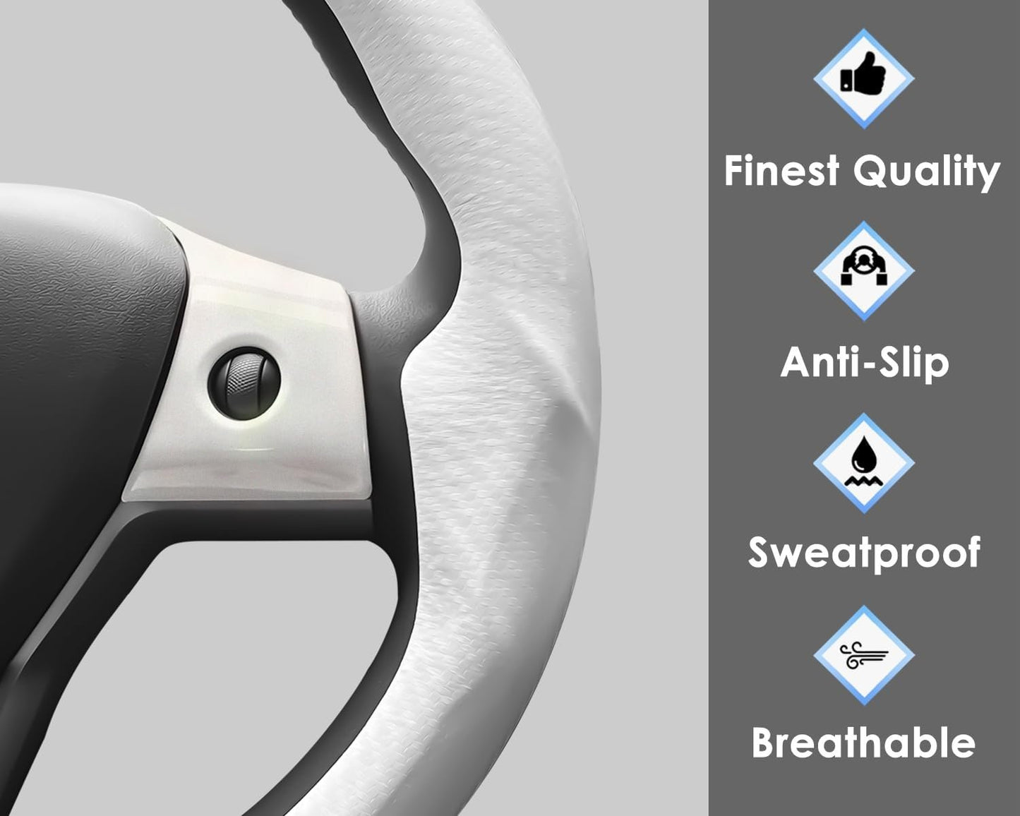 Tesla Model 3 Model Y Steering Wheel Covers Wrap Kit, ABS Steering Wheel Decor Plates Gifts for Tesla Owners, 2017-2023-Tesla-Model-3, 2020-2023-Tesla-Model-Y Interior Accessories, White (3 pcs)