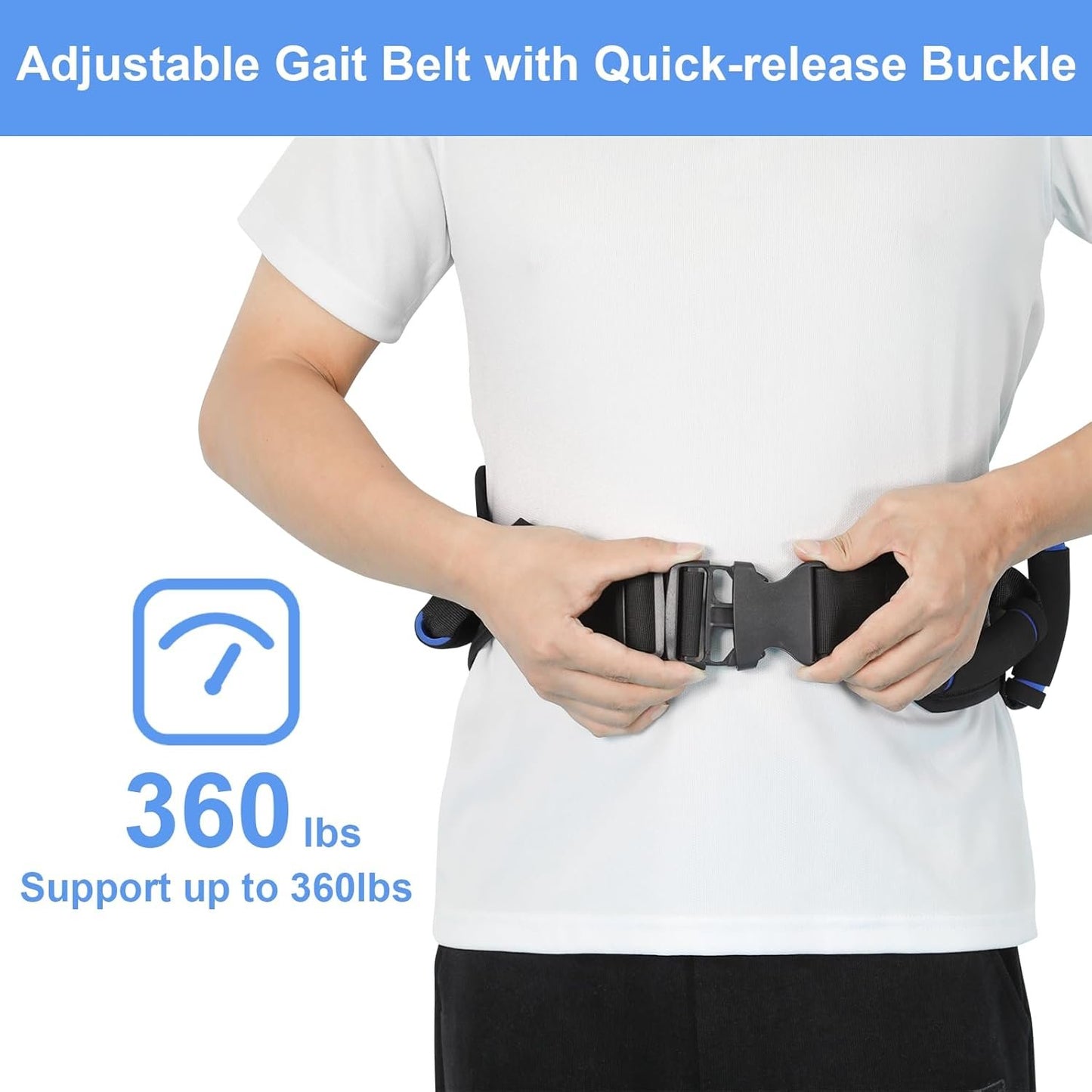 Leetye Mei Gait Belts Transfer Belt for Seniors with 7 Handles, Gate Belt for Elderly Lift Belts Quick Release Buckle, Medical Nursing Safety Belt Patient Assist - Bariatric, Elderly, Physical Therapy