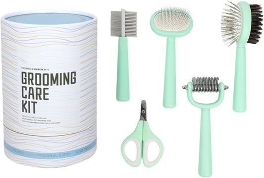 Qkbuza Pet Grooming Kit - Self-Clean Slicker Brush - Multifunctional Portable Detailing Tool Set for Shedding Indoor clean Kitten Home Bath Travel Puppy