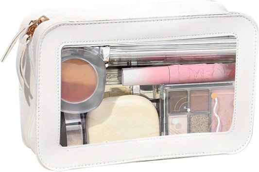Clear Makeup Bag, Portable Makeup Organizer, Cosmetic Storage Pouch, Waterproof Travel Bag, Toiletry Bag Organizer, Travel Makeup Bag, Zipper Pouch Organizer, Makeup Bag For Travel, white, Please