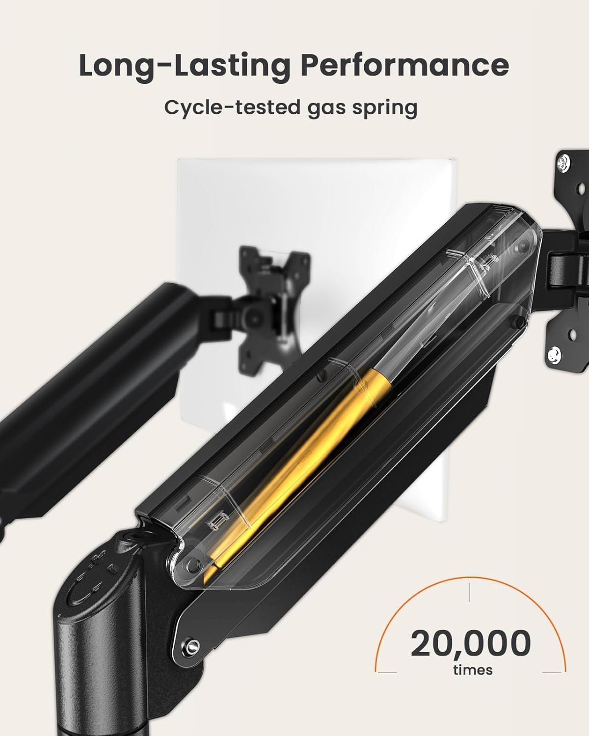 ErGear Dual Monitor Mount, Gas Spring Arm for 17"-32" Screens, Max 22 lbs Each, VESA 75/100mm, Adjustable Height, 180° Swivel, Tilt, 360° Rotation, Sturdy Steel for Office Use