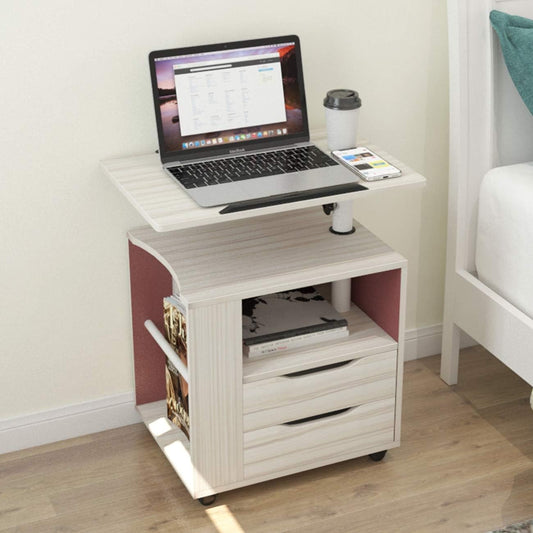 sogesfurniture Wooden Bedside Table Laptop Bedside Cabinet Bedside Table with 2 Drawers for Bedroom, 50 x 40 x 46 cm, White Maple BHEU-CT1-MP