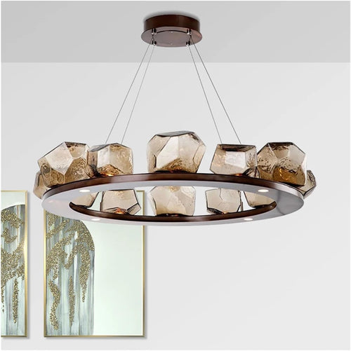 Modern Round Chandeliers for Living Room Restaurant Bedroom Pendant Lamps Creative Rock Glass Hanging Light Decoration Indoor Lighting Hanging Light Fixtures