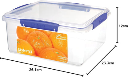 Sistema KLIP IT Food Storage Container | 5 L | Stackable Food Prep Container with Lid | BPA-Free | Blue Clips | 1 Count