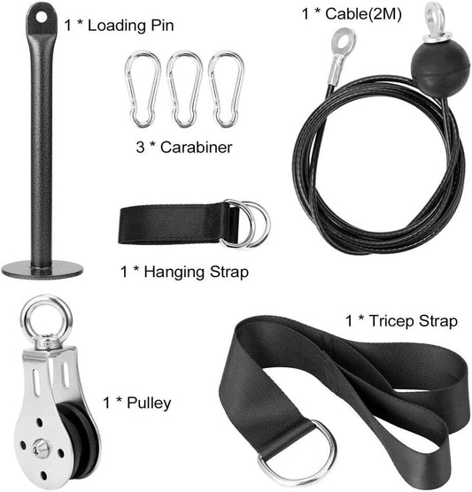 OWEITE Fitness DIY Pulley Cable Machine Attachment System with Pin Lifting Arm, Biceps Pulley System for Home Gym