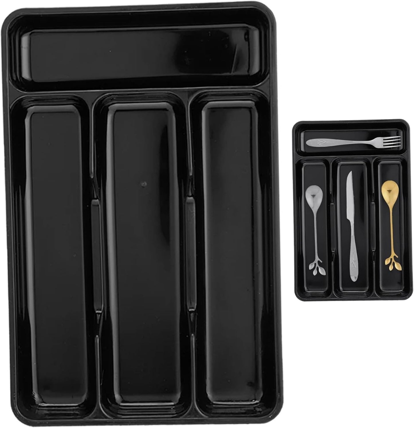 Silverware Holder Small Kitchen Utensil Drawer Organizer Plastic Silverware Organizer Utensil Holder Silverware Tray Cutlery Organizer Black