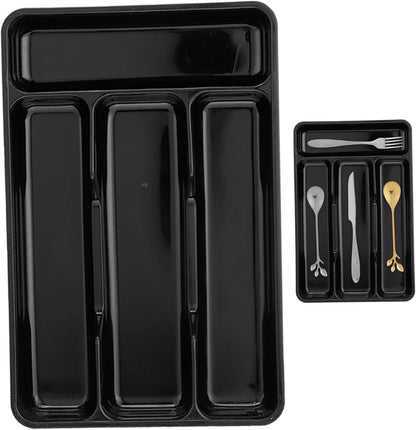 Silverware Holder Small Kitchen Utensil Drawer Organizer Plastic Silverware Organizer Utensil Holder Silverware Tray Cutlery Organizer Black