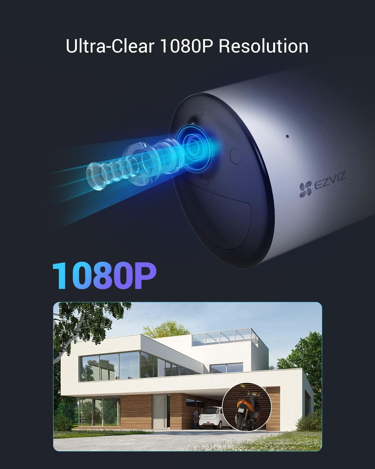 EZVIZ Wireless Security Camera with Solar Panel, 1080P Outdoor Spotlight Battery/Solar Powered WiFi Camera, Color Night Vision, 2-way Talk, Human Detection, IP66, 256G SD/Cloud Storage, Alexa, CB3 Kit